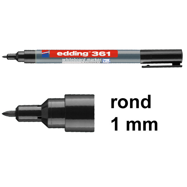 Edding 361 whiteboard marker zwart (1 mm rond) 4-361001 200654 - 1