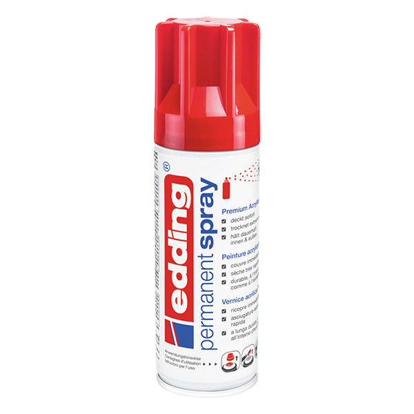 Edding 5200 permanente acrylverf spray glanzend verkeersrood (200 ml) 4-5200952 239073 - 1