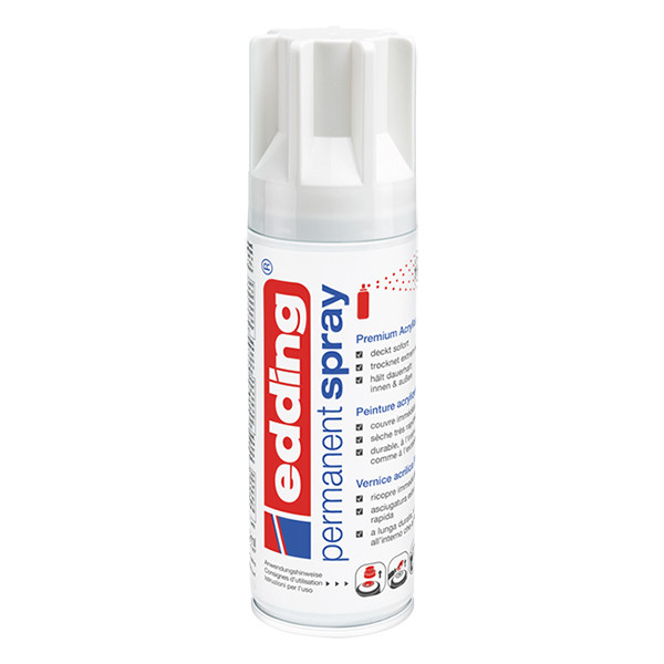 Edding 5200 permanente acrylverf spray glanzend verkeerswit (200 ml) 4-5200953 239074 - 1