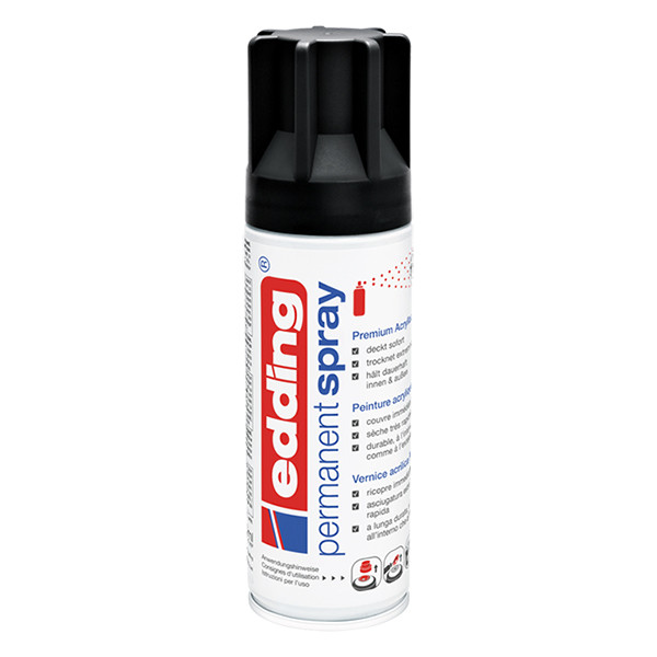 Edding 5200 permanente acrylverf spray mat diepzwart (200 ml) 4-5200901 239045 - 1