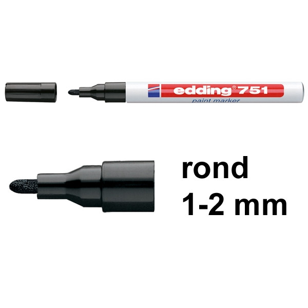 Edding 751 lakmarker zwart (1 - 2 mm rond) 4-751001 200596 - 1