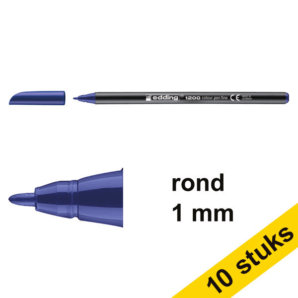 Edding Aanbieding: 10x Edding 1200 viltstift blauw (1 mm rond)  239560 - 1