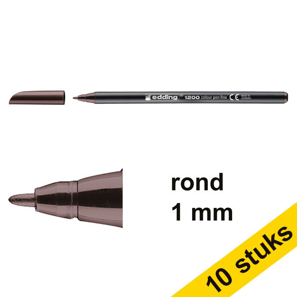 Edding Aanbieding: 10x Edding 1200 viltstift donkerbruin (1 mm rond)  239563 - 1