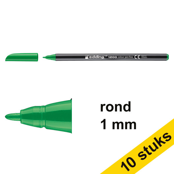 Edding Aanbieding: 10x Edding 1200 viltstift fluogroen (1 mm rond)  239577 - 1