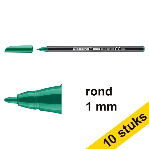 Edding Aanbieding: 10x Edding 1200 viltstift groen (1 mm rond)  239568 - 1