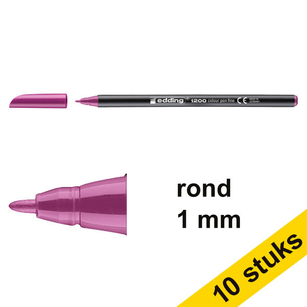 Edding Aanbieding: 10x Edding 1200 viltstift magenta (1 mm rond)  239575 - 1