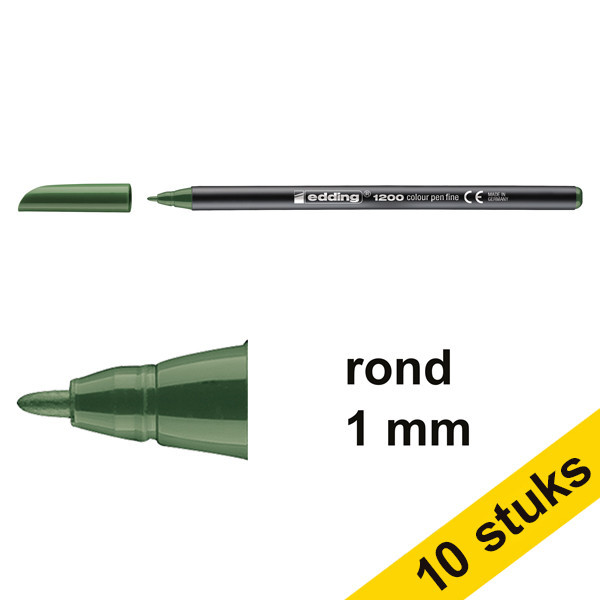 Edding Aanbieding: 10x Edding 1200 viltstift olijfgroen (1 mm rond)  239580 - 1