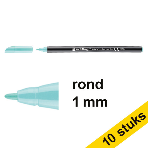 Edding Aanbieding: 10x Edding 1200 viltstift pastelturquoise (1 mm rond)  239586 - 1