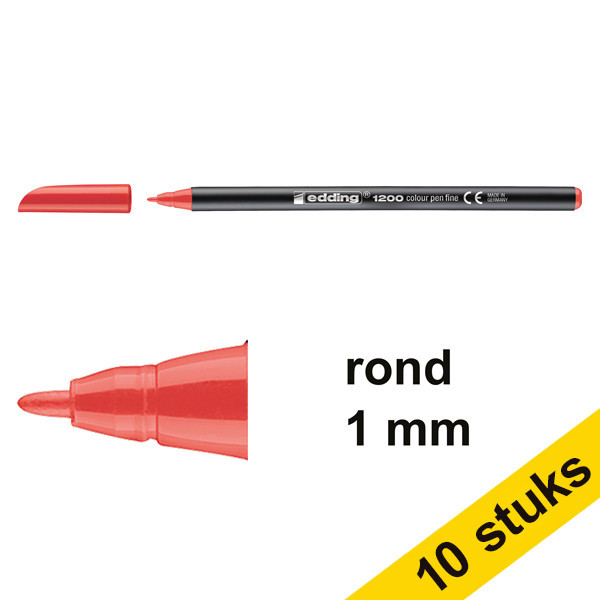 Edding Aanbieding: 10x Edding 1200 viltstift rood (1 mm rond)  239587 - 1