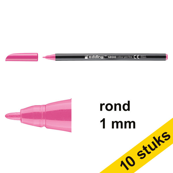 Edding Aanbieding: 10x Edding 1200 viltstift roze (1 mm rond)  239589 - 1