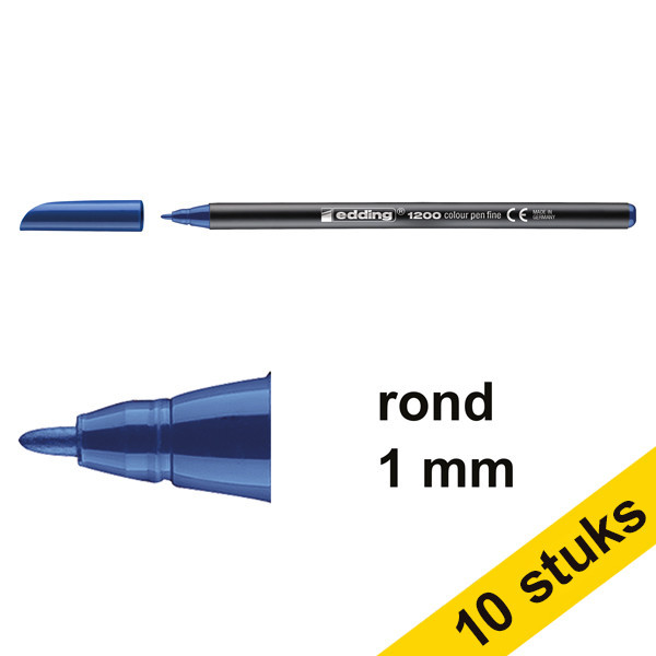 Edding Aanbieding: 10x Edding 1200 viltstift staalblauw (1 mm rond)  239590 - 1