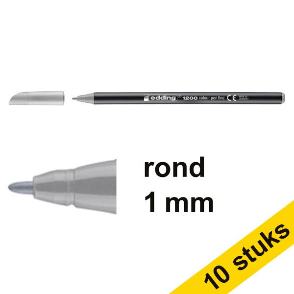 Edding Aanbieding: 10x Edding 1200 viltstift zilvergrijs (1 mm rond)  239594 - 1