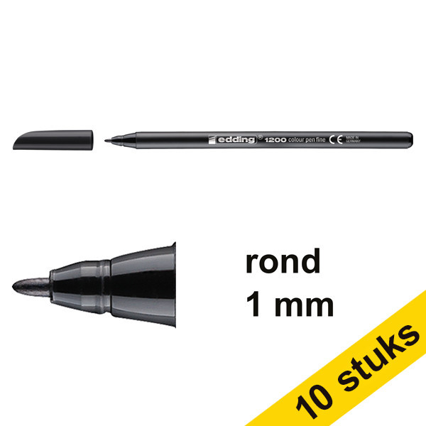 Edding Aanbieding: 10x Edding 1200 viltstift zwart (1 mm rond)  239595 - 1