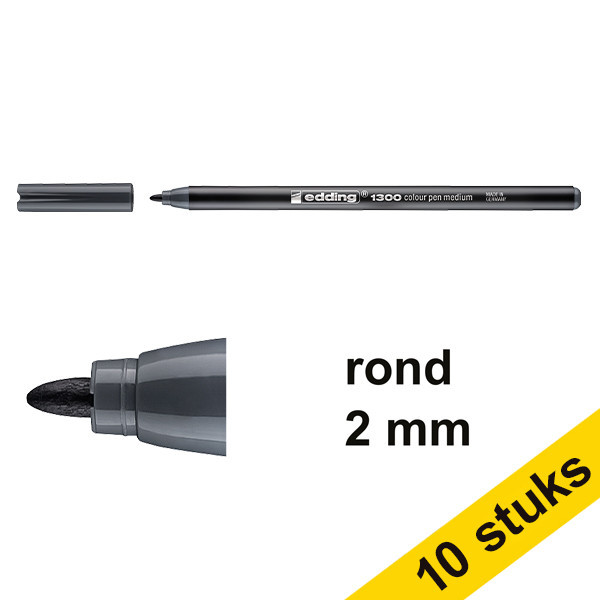 Edding Aanbieding: 10x Edding 1300 viltstift donkergrijs (2 mm rond)  239620 - 1