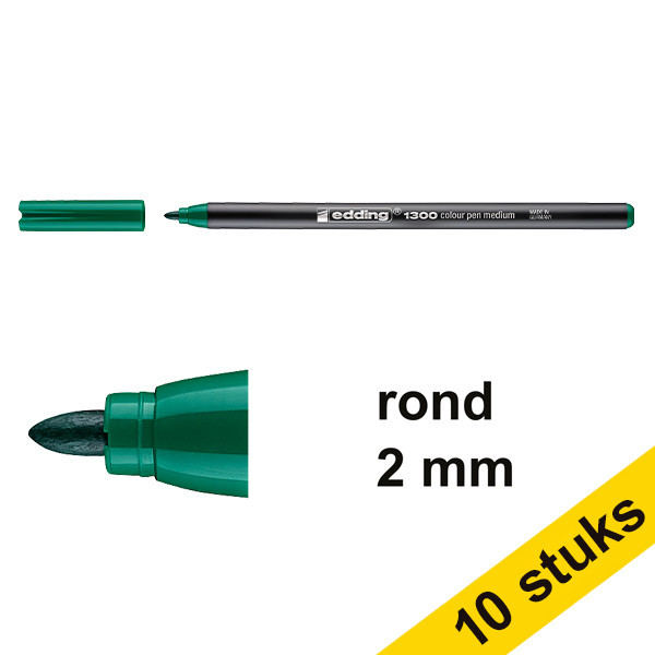 Edding Aanbieding: 10x Edding 1300 viltstift groen (2 mm rond)  239625 - 1