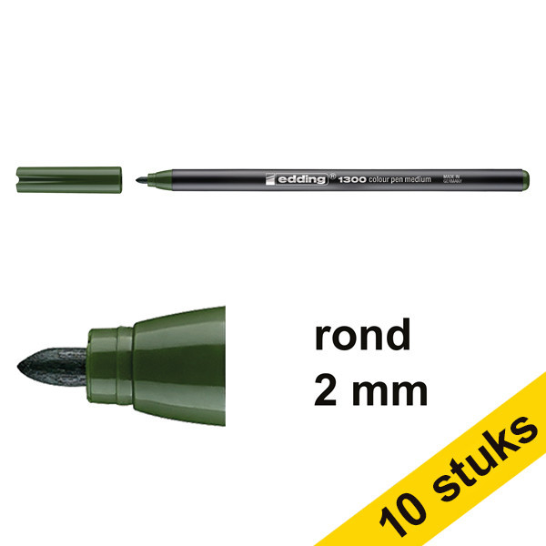 Edding Aanbieding: 10x Edding 1300 viltstift olijfgroen (2 mm rond)  239634 - 1