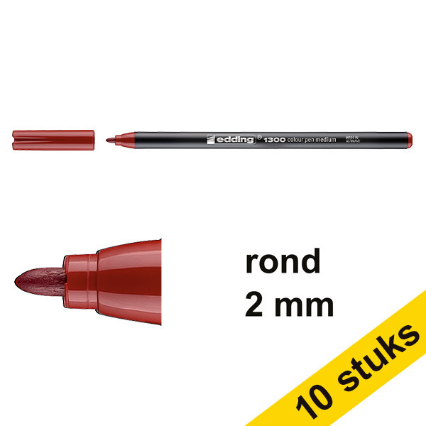 Edding Aanbieding: 10x Edding 1300 viltstift rood-karmijn (2 mm rond)  239638 - 1