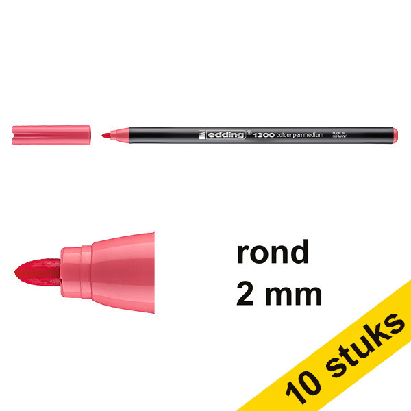 Edding Aanbieding: 10x Edding 1300 viltstift rozenrood (2 mm rond)  239640 - 1