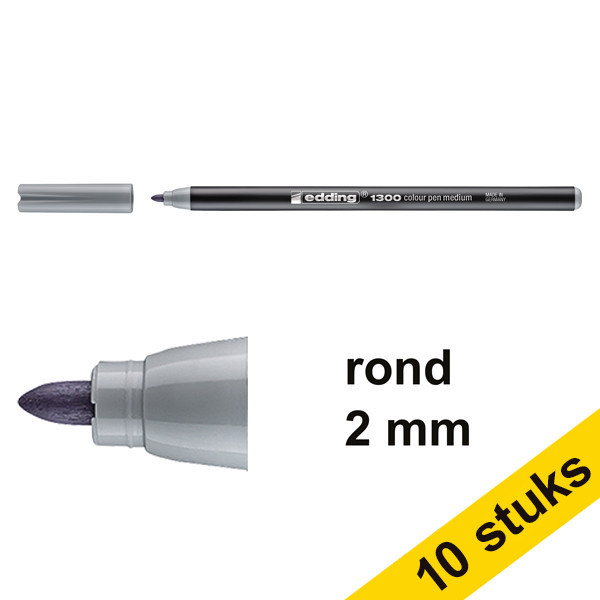 Edding Aanbieding: 10x Edding 1300 viltstift zilvergrijs (2 mm rond)  239645 - 1