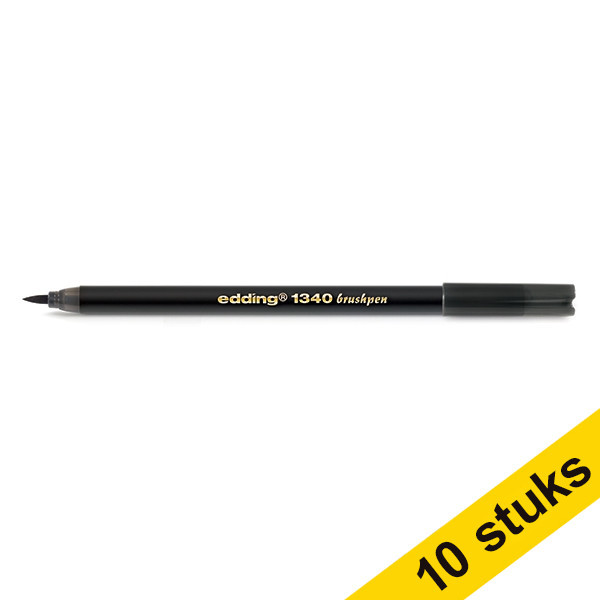 Edding Aanbieding: 10x Edding 1340 brushpen zwart  239666 - 1