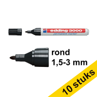 Aanbieding: 10x Edding 3000 permanent marker zwart (1,5 - 3 mm rond)