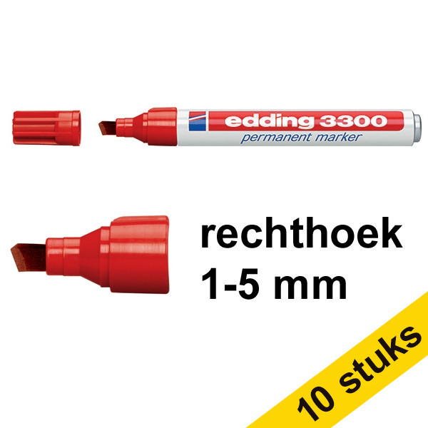 Edding Aanbieding: 10x Edding 3300 permanent marker rood (1 - 5 mm schuin)  239760 - 1