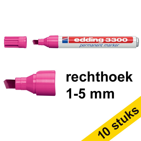 Edding Aanbieding: 10x Edding 3300 permanent marker roze (1 - 5 mm schuin)  239761 - 1