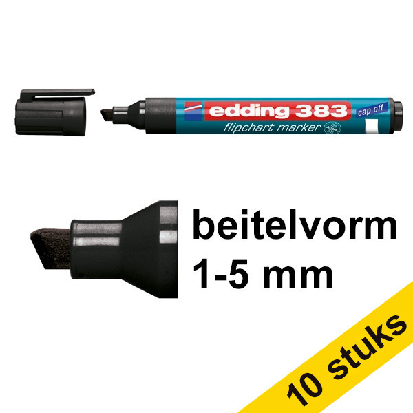 Edding Aanbieding: 10x Edding 383 flipchart marker zwart (1 - 5 mm schuin)  239772 - 1