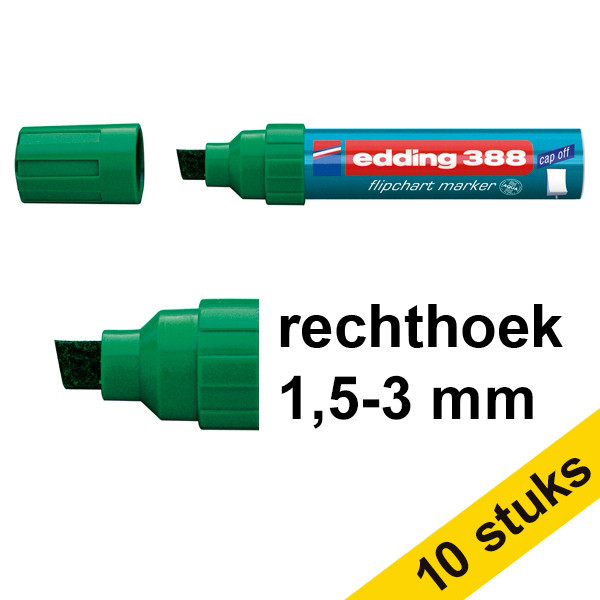 Edding Aanbieding: 10x Edding 388 flipchart marker groen (4 - 12 mm schuin)  239774 - 1