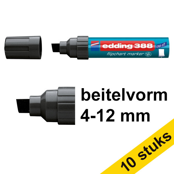 Edding Aanbieding: 10x Edding 388 flipchart marker zwart (4 - 12 mm schuin)  239776 - 1