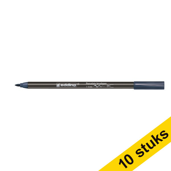 Edding Aanbieding: 10x Edding 4200 porselein-penseelstift staalblauw  239821 - 1