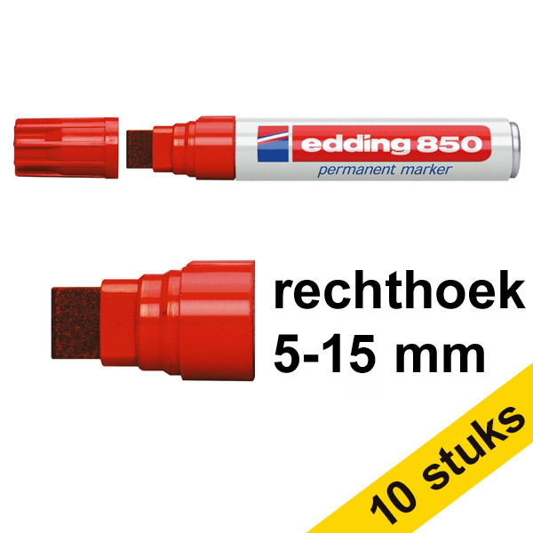 Edding Aanbieding: 10x Edding 850 permanent marker rood (5 - 15 mm schuin)  239924 - 1