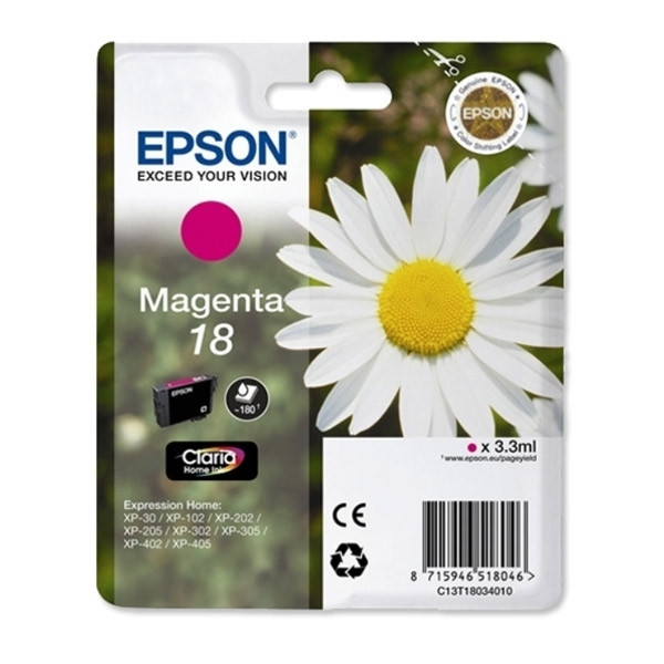 Epson 18 (T1803) inktcartridge magenta (origineel) C13T18034010 C13T18034012 026472 - 1