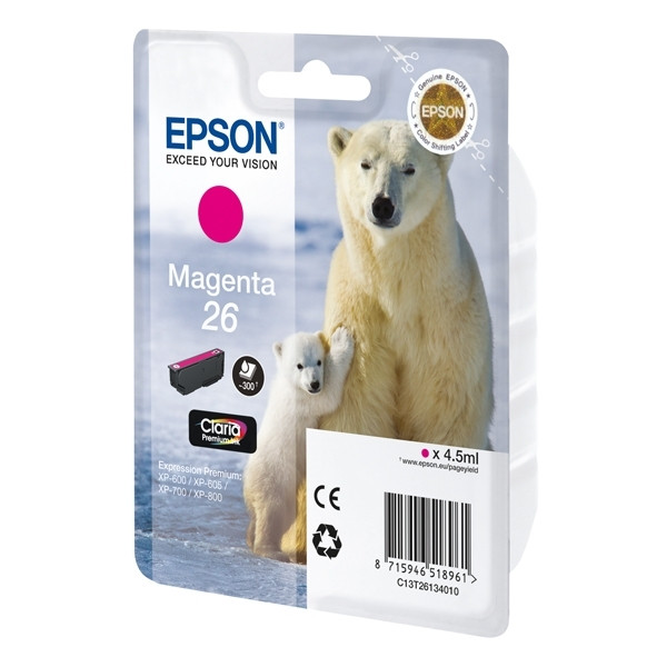 Epson 26 (T2613) inktcartridge magenta (origineel) C13T26134010 C13T26134012 026502 - 1