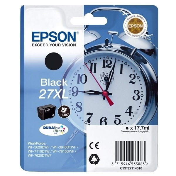 Epson 27XL (T2711) inktcartridge zwart hoge capaciteit (origineel) C13T27114010 C13T27114012 901981 - 1