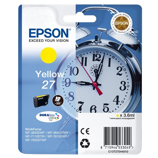 Epson 27 (T2704) inktcartridge geel (origineel) C13T27044010 C13T27044012 026632 - 1