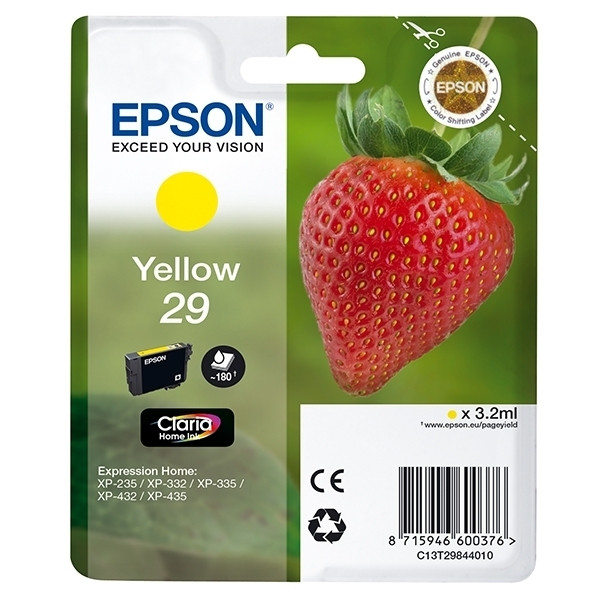 Epson 29 (T2984) inktcartridge geel (origineel) C13T29844010 C13T29844012 026840 - 1