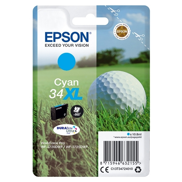 Epson 34XL (T3472) inktcartridge cyaan hoge capaciteit (origineel) C13T34724010 027020 - 1