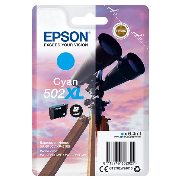 Epson 502XL inktcartridge cyaan hoge capaciteit (origineel) C13T02W24010 C13T02W24020 903102 - 1