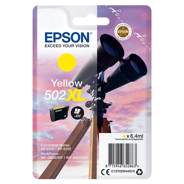 Epson 502XL inktcartridge geel hoge capaciteit (origineel) C13T02W44010 C13T02W44020 902991 - 1