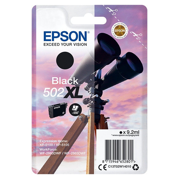 Epson 502XL inktcartridge zwart hoge capaciteit (origineel) C13T02W14010 C13T02W14020 902990 - 1