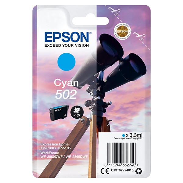 Epson 502 inktcartridge cyaan (origineel) C13T02V24010 C13T02V24020 902994 - 1