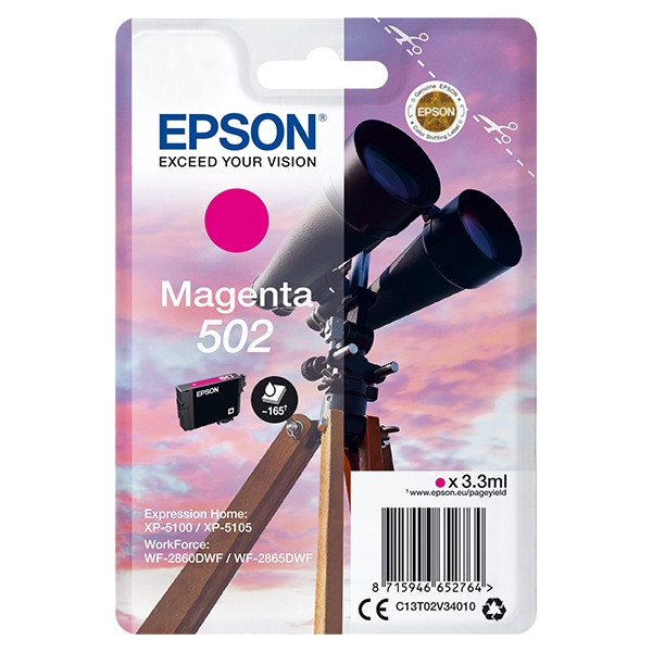 Epson 502 inktcartridge magenta (origineel) C13T02V34010 C13T02V34020 902996 - 1