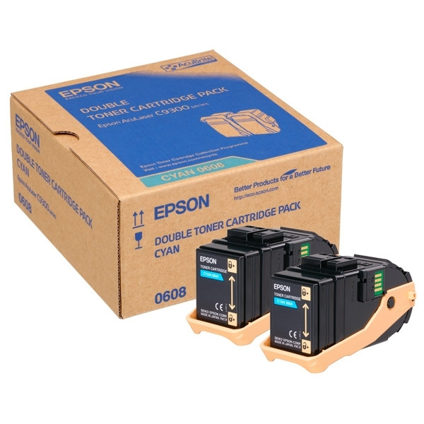 Epson S050608 toner cyaan dubbelpak (origineel) C13S050608 028302 - 1