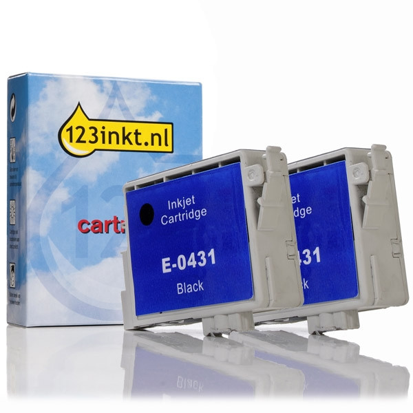 Epson T0431 duopack zwart hoge capaciteit (123inkt huismerk) C13T04314010 022373 - 1