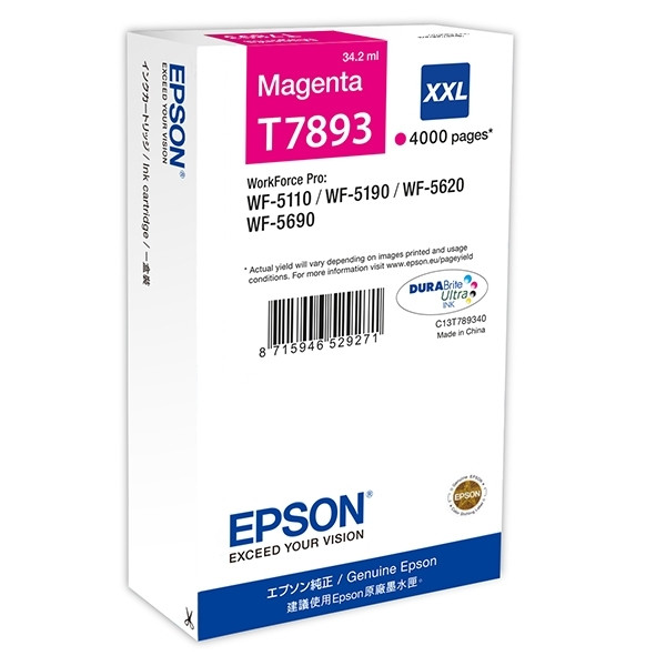 Epson T7893 inktcartridge magenta extra hoge capaciteit (origineel) C13T789340 026664 - 1