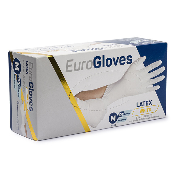 Eurogloves Latex handschoenen maat M poedervrij wit (100 stuks)  SME00041 - 1