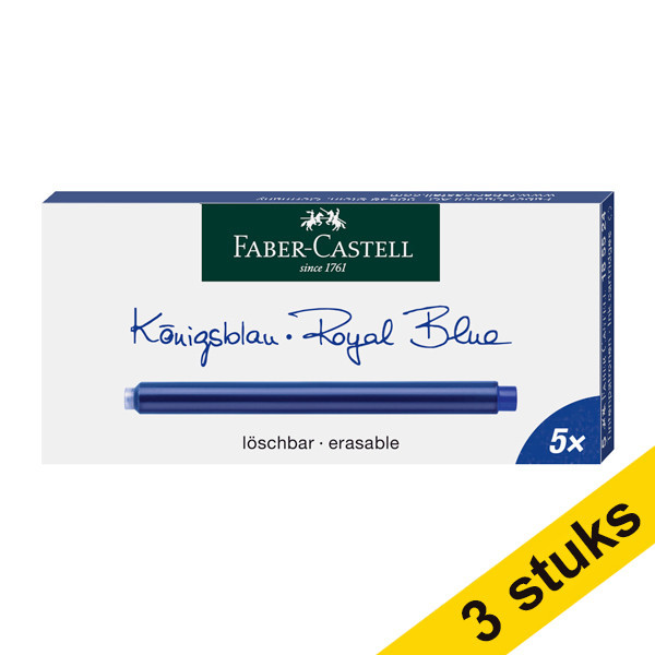 Faber-Castell Aanbieding: 3x Faber-Castell inktpatroon extra lang blauw (5 stuks)  220190 - 1