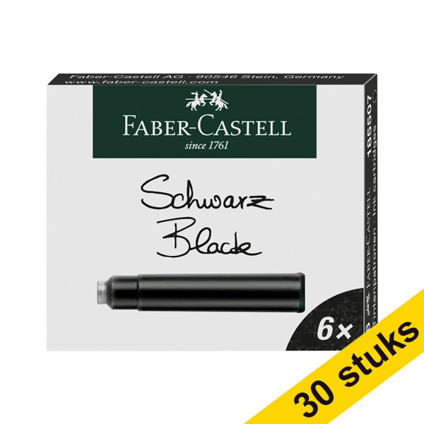 Faber-Castell Aanbieding: 5x Faber-Castell inktpatroon zwart (6 stuks)  220188 - 1