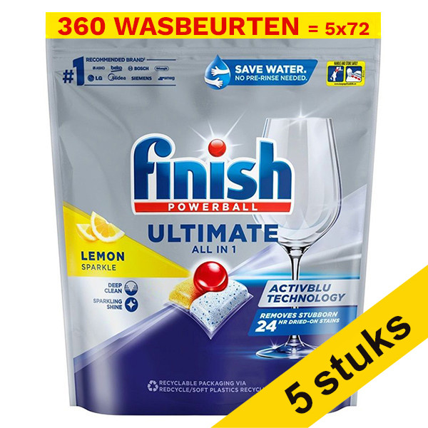 Finish Aanbieding: Finish Quantum All-in-1 vaatwastabletten Lemon (360 vaatwasbeurten)  SFI01088 - 1